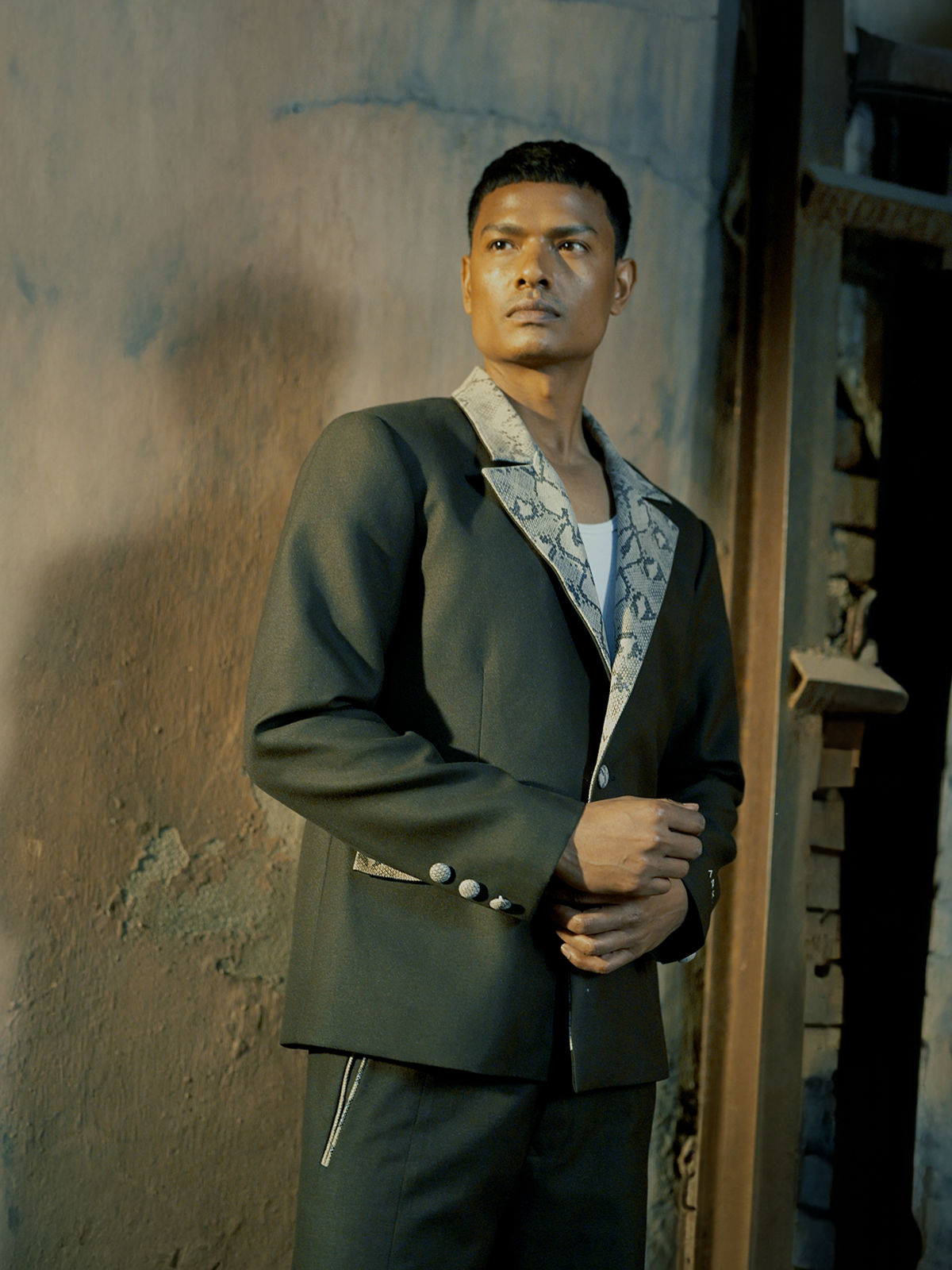 OLIVE CROCO CUFF SET