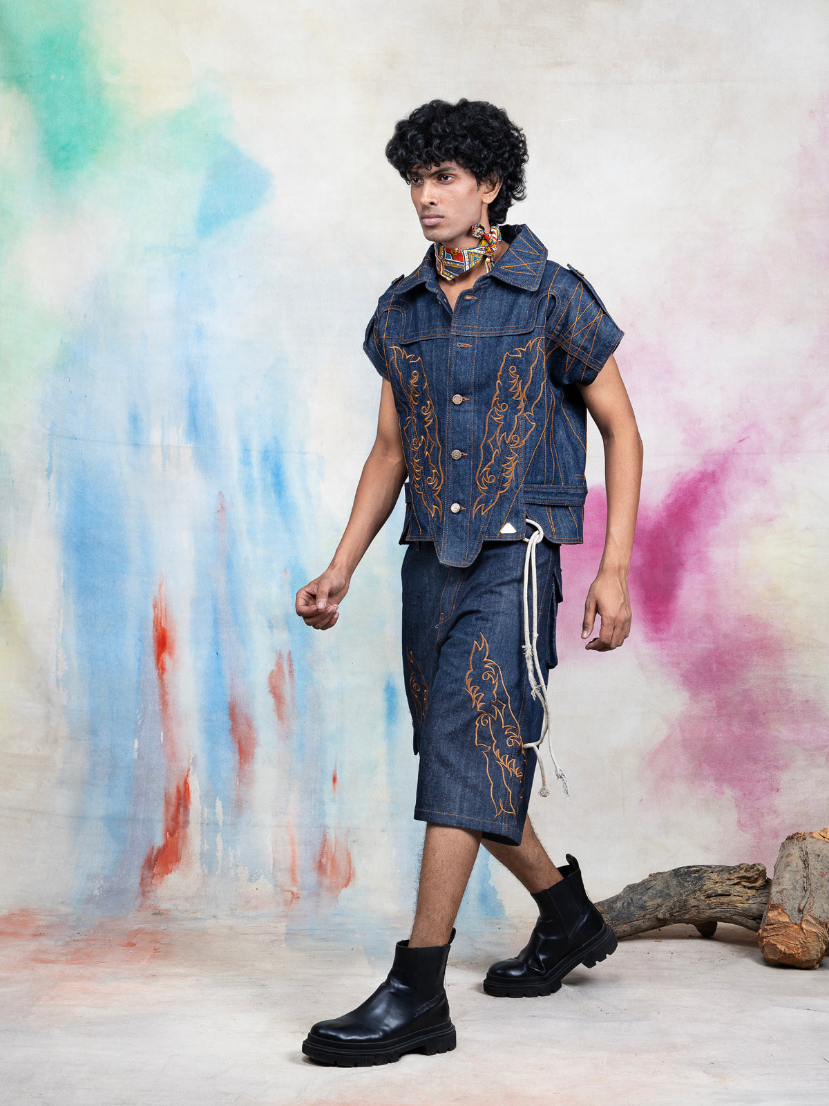 RAAH EMBROIDERED DENIM CO-ORD SET