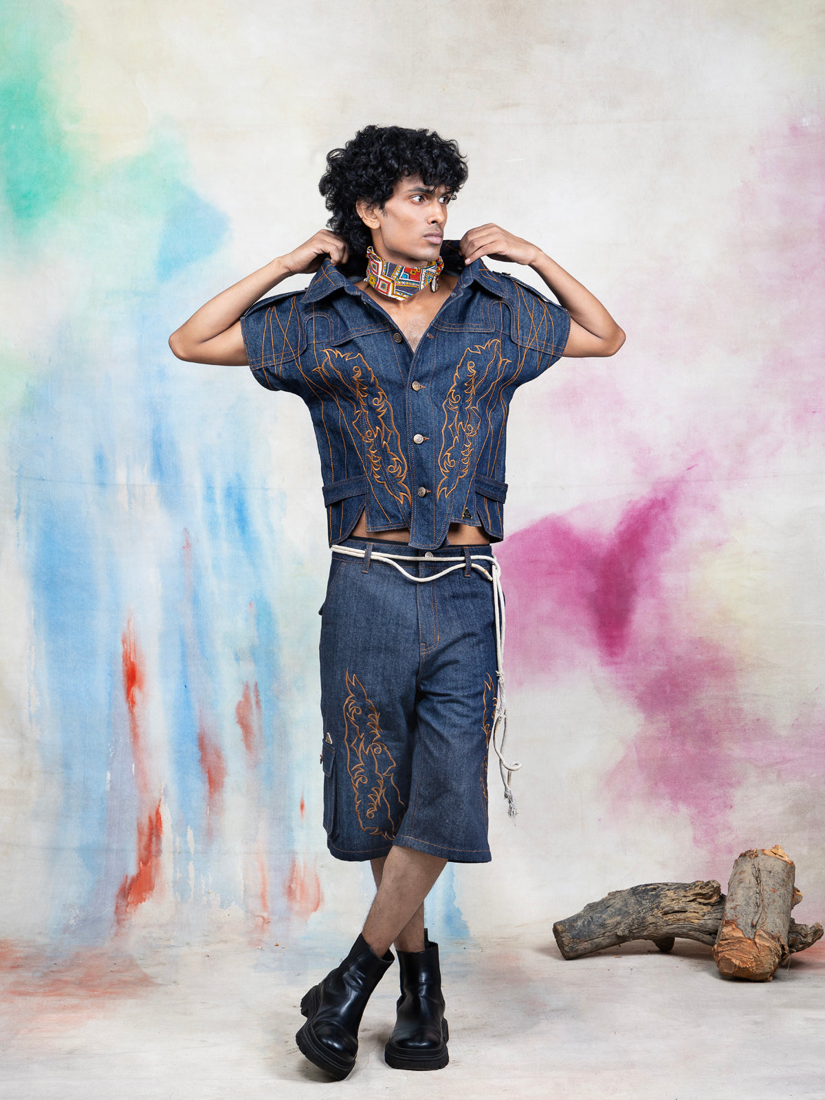 RAAH EMBROIDERED CAPE SHIRT