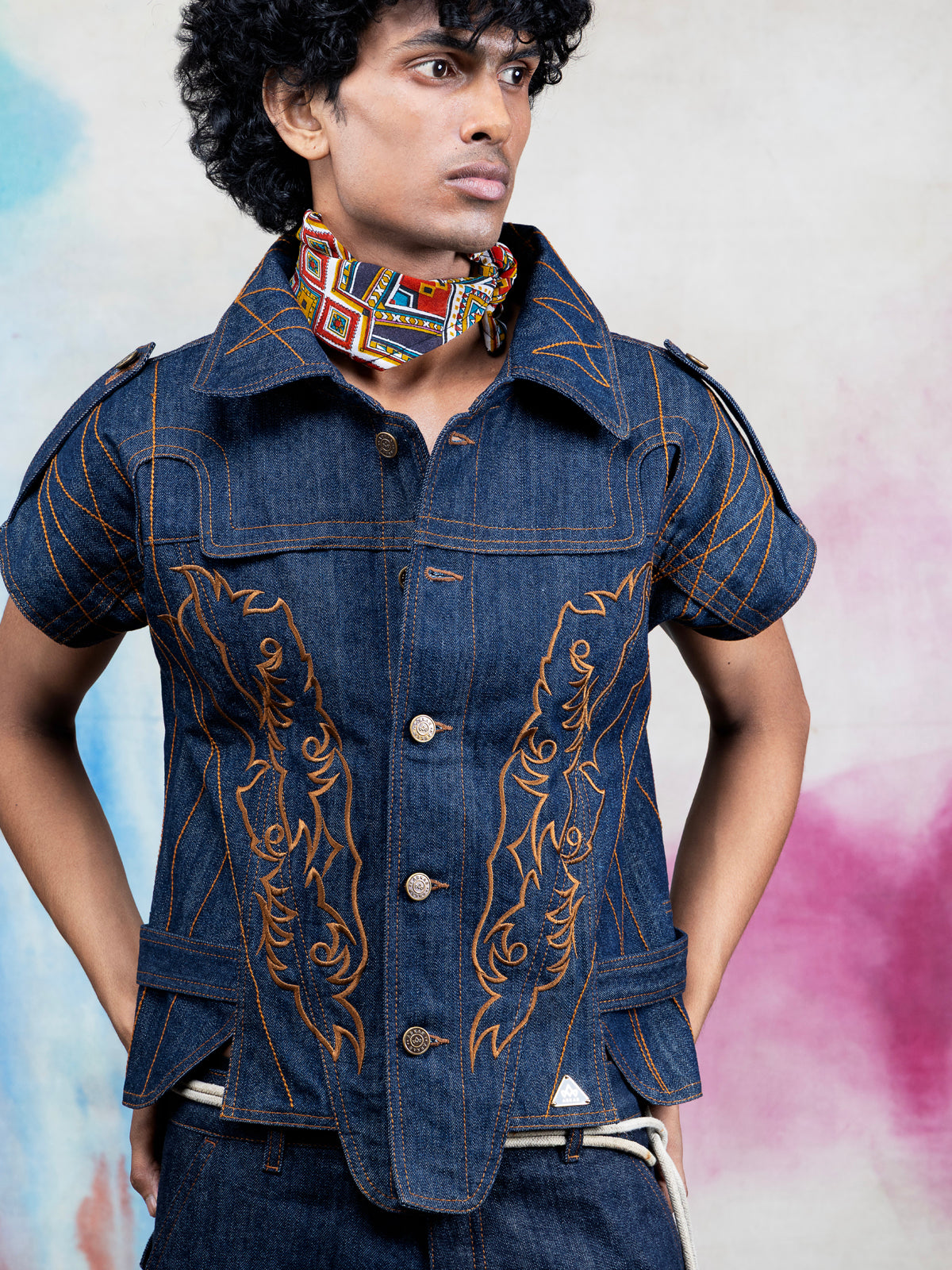 RAAH EMBROIDERED DENIM CO-ORD SET