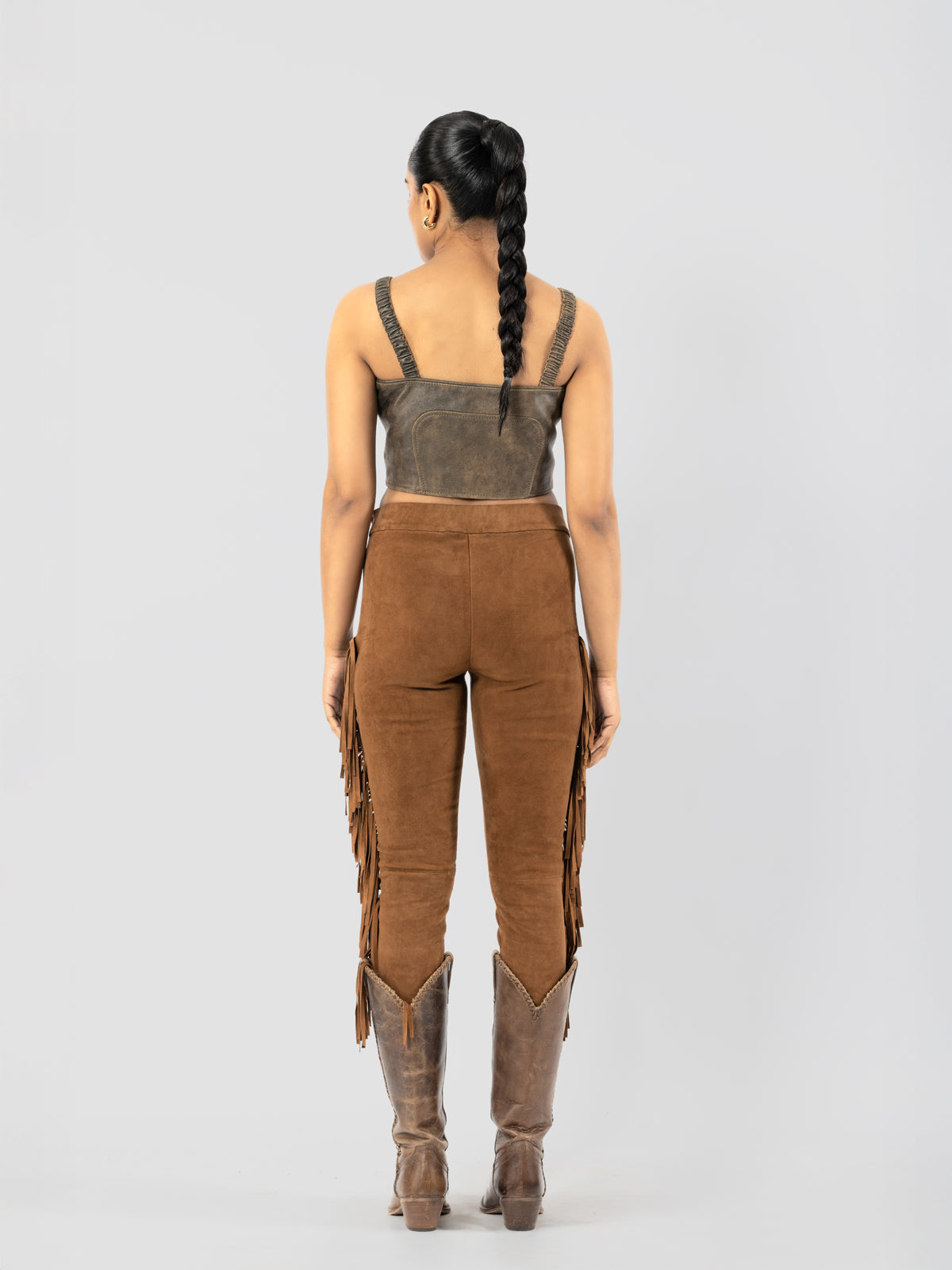 DUST-LINE FRINGE SUEDE PANTS