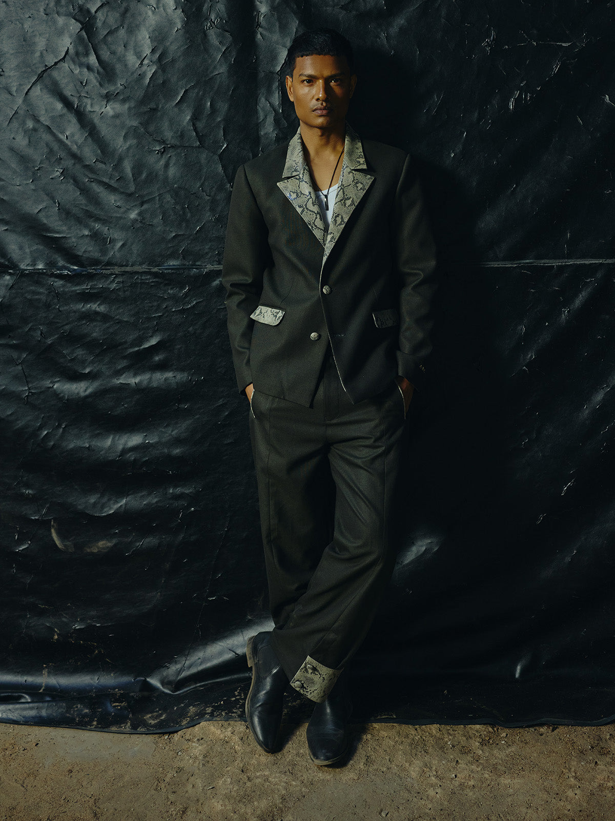 OLIVE CROCO CUFF SET