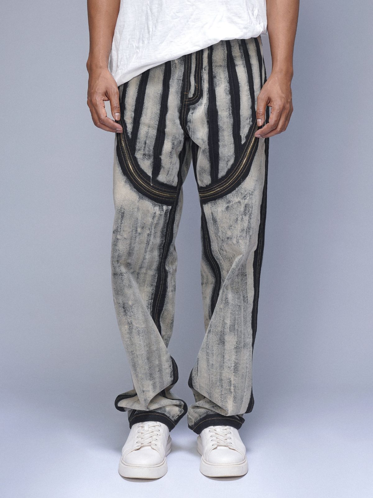 BLACK BONE ZIPPER JEANS