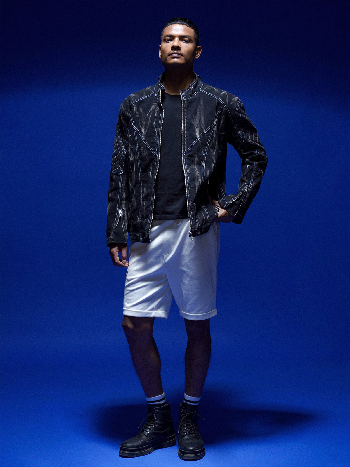 TENOR DENIM BIKER JACKET