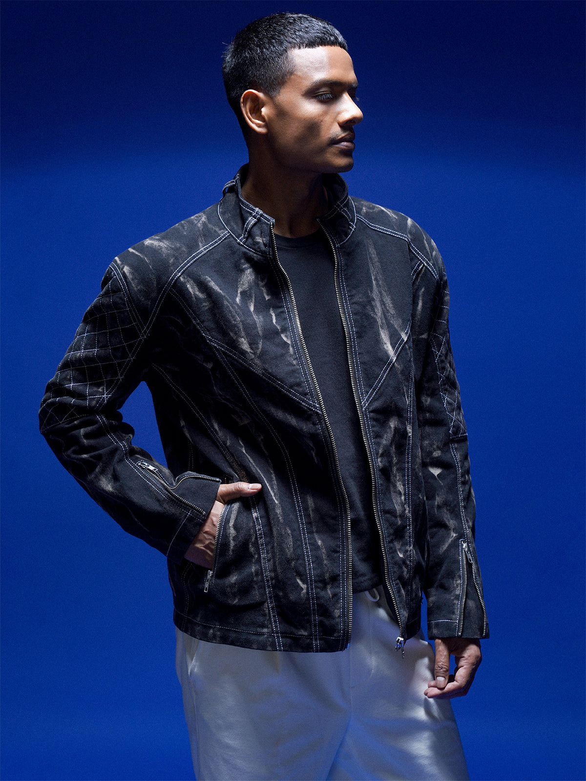 TENOR DENIM BIKER JACKET
