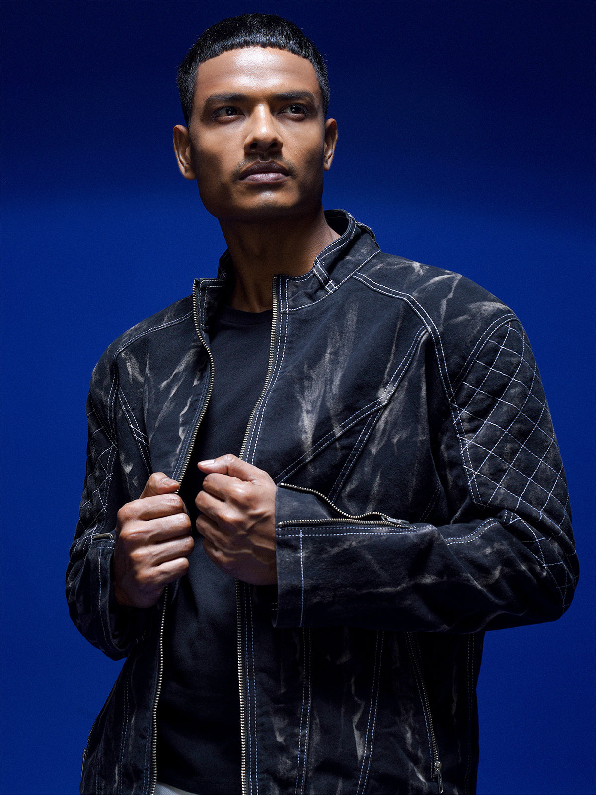 TENOR DENIM BIKER JACKET