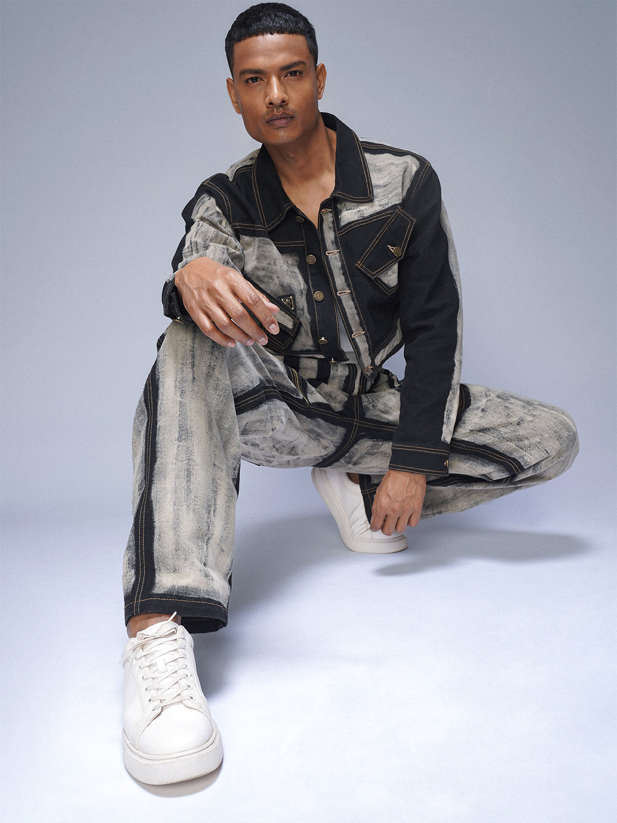 BLACK BONE CROPPED DENIM JACKET