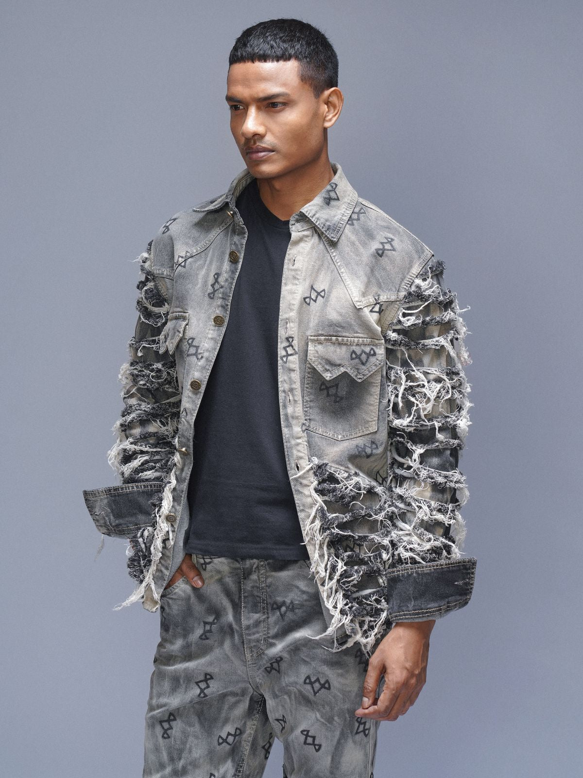 SEW ME UP GREYSCALE SLIM-FIT SHIRT