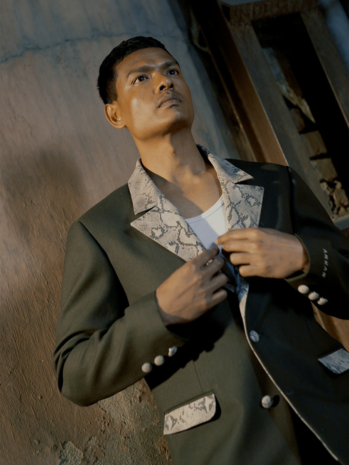 OLIVE CROCO CUFF SET