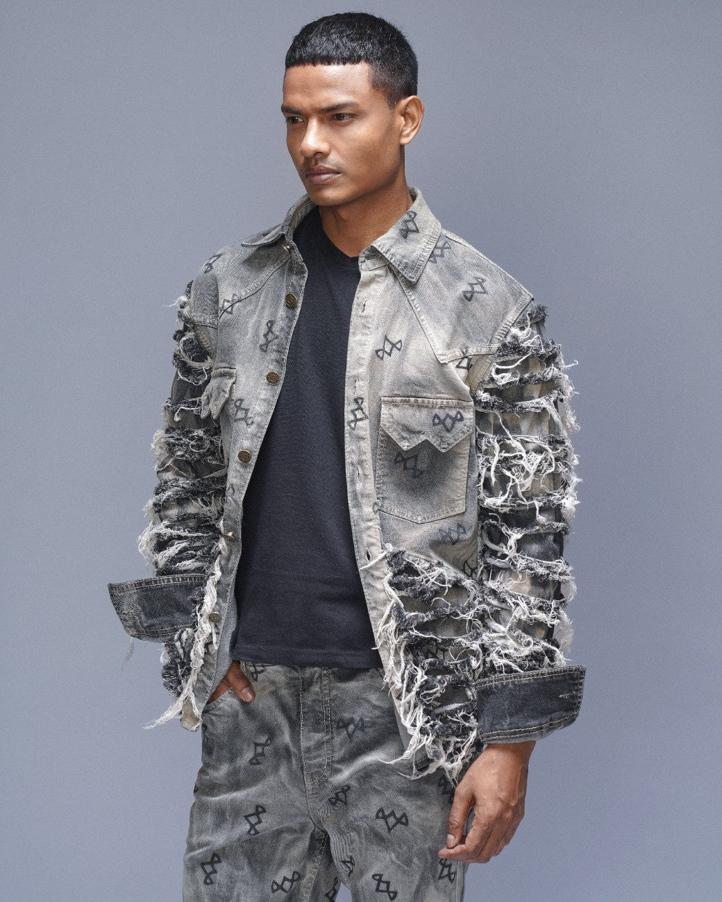 SEW ME UP GREYSCALE SLIM-FIT SHIRT