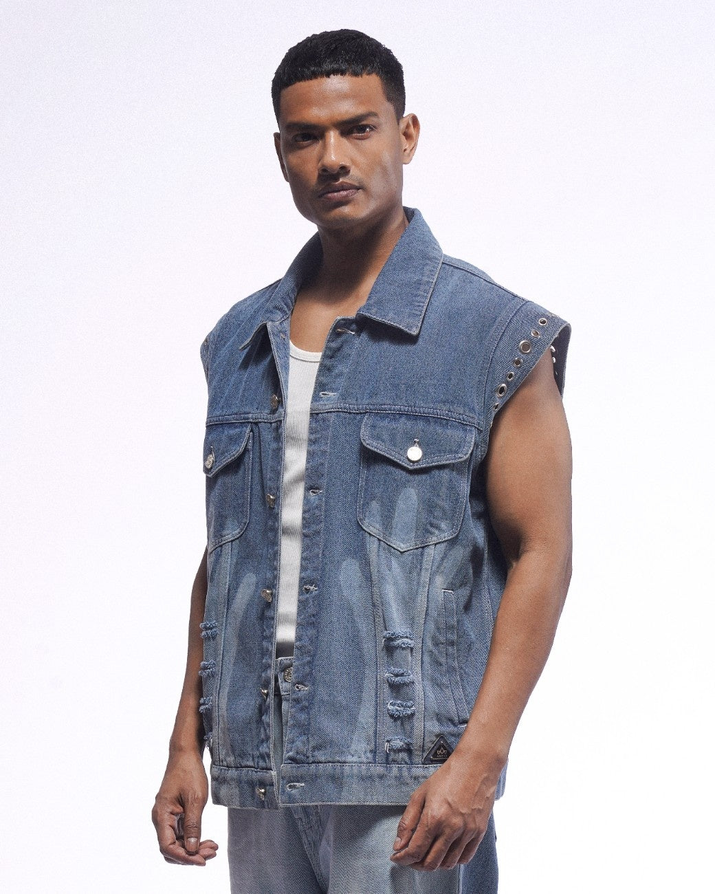 WASH ME SLEEVELESS DENIM JACKET