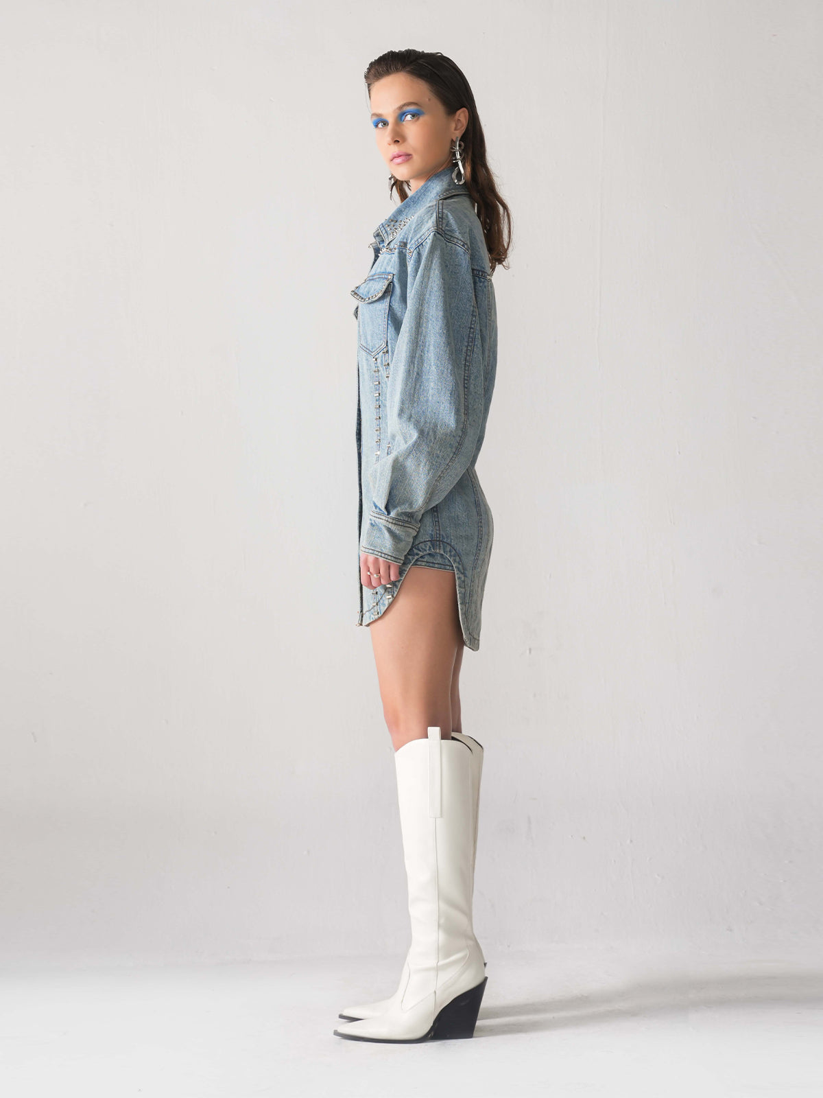 HANDE STUDDED DENIM DRESS