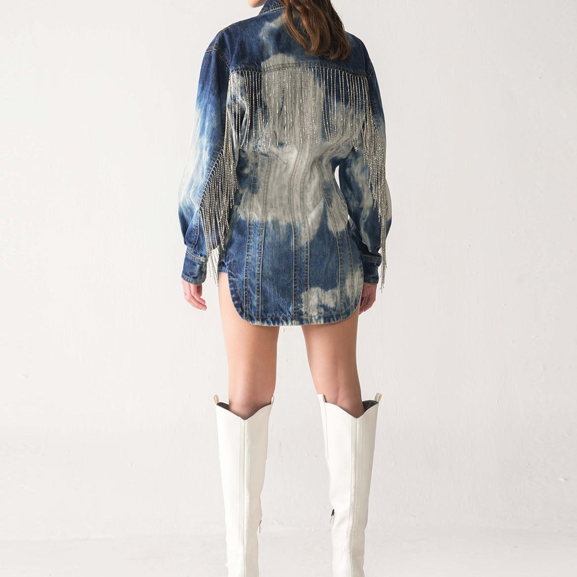 HOWDY HANDE FRINGE DENIM DRESS