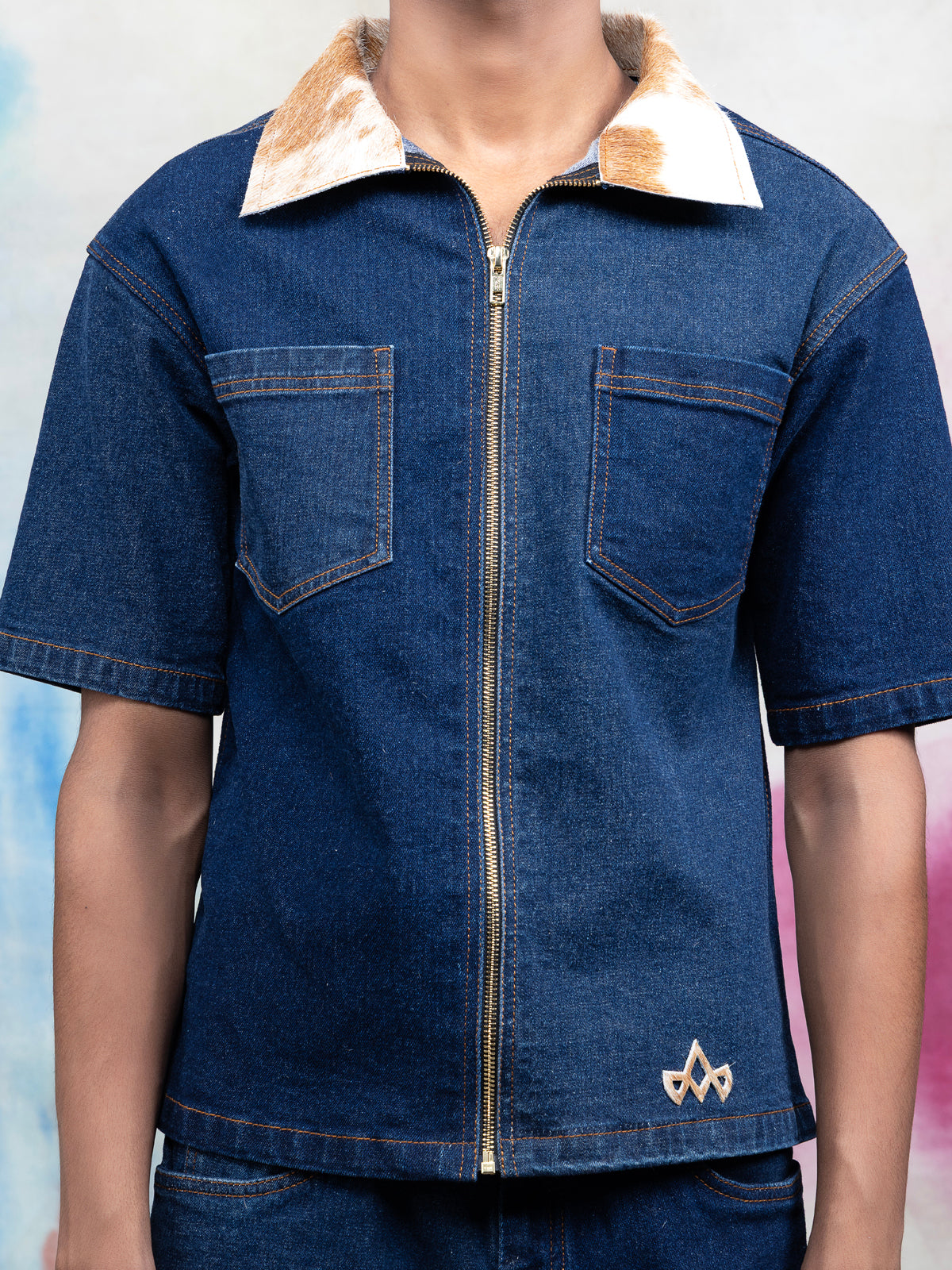 MILAAN PATCHWORK DENIM SHIRT