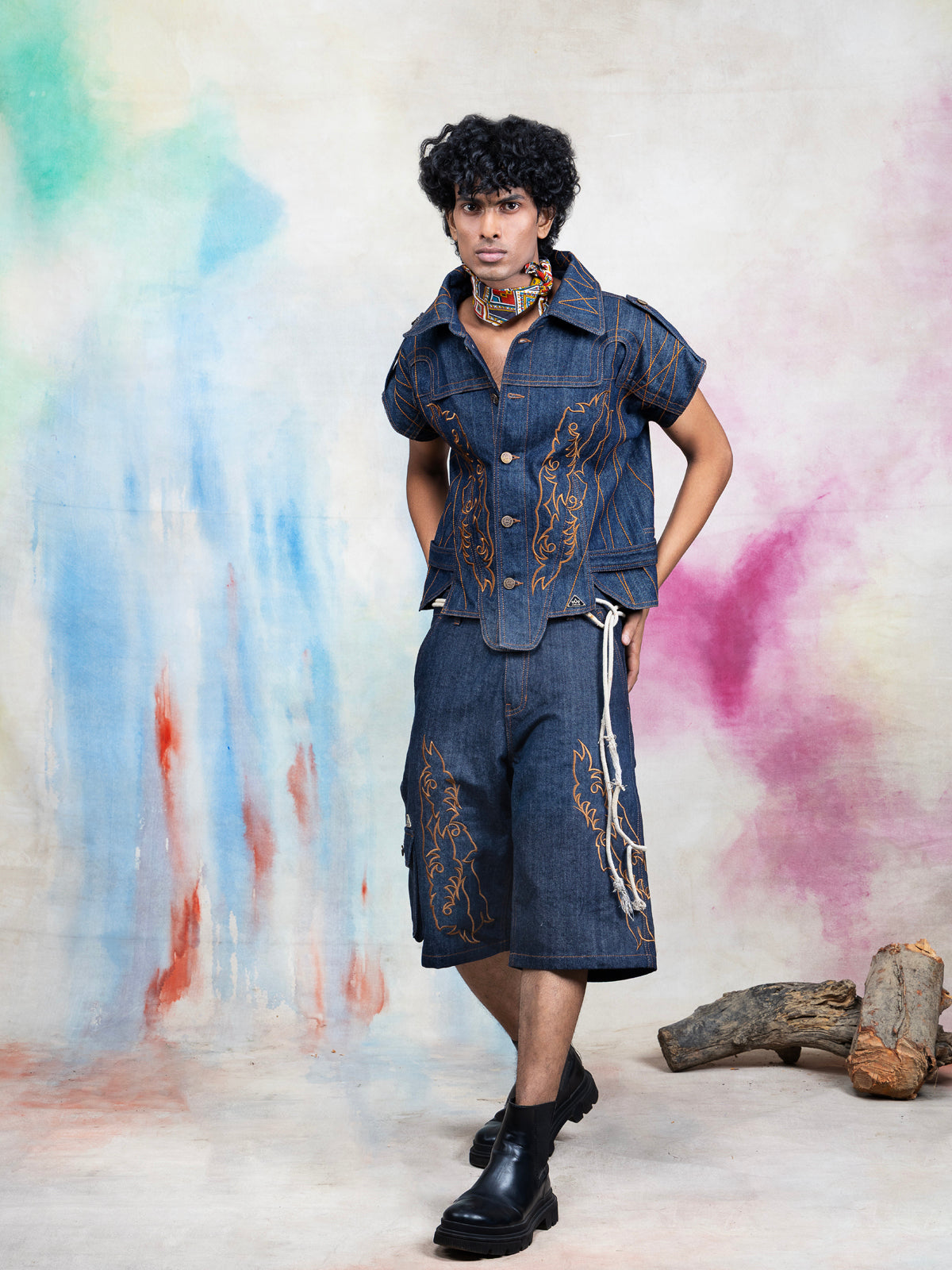 RAAH EMBROIDERED DENIM CO-ORD SET