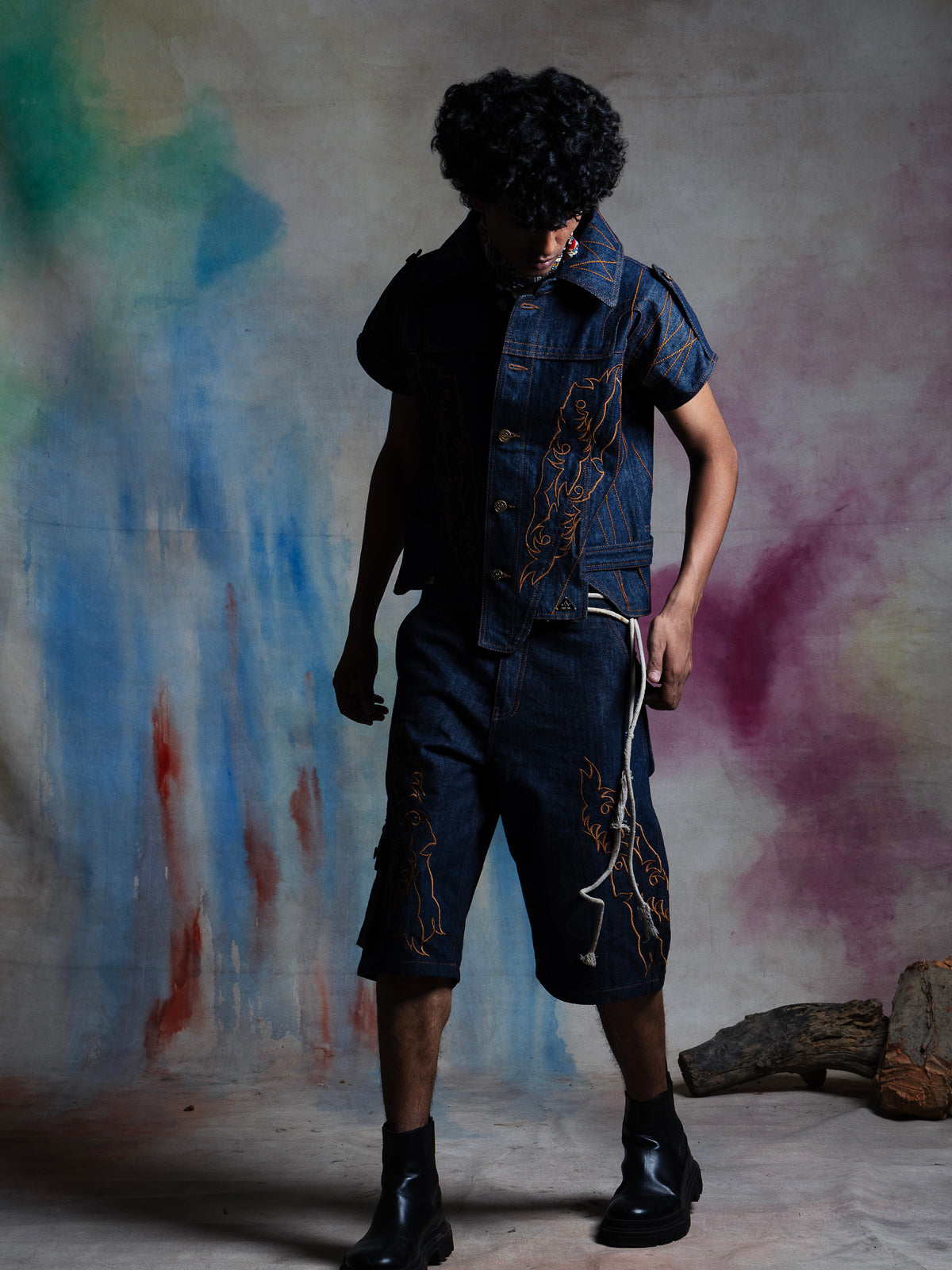 RAAH EMBROIDERED DENIM CO-ORD SET