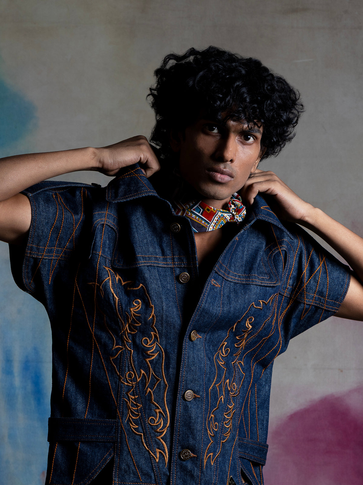 RAAH EMBROIDERED CAPE SHIRT