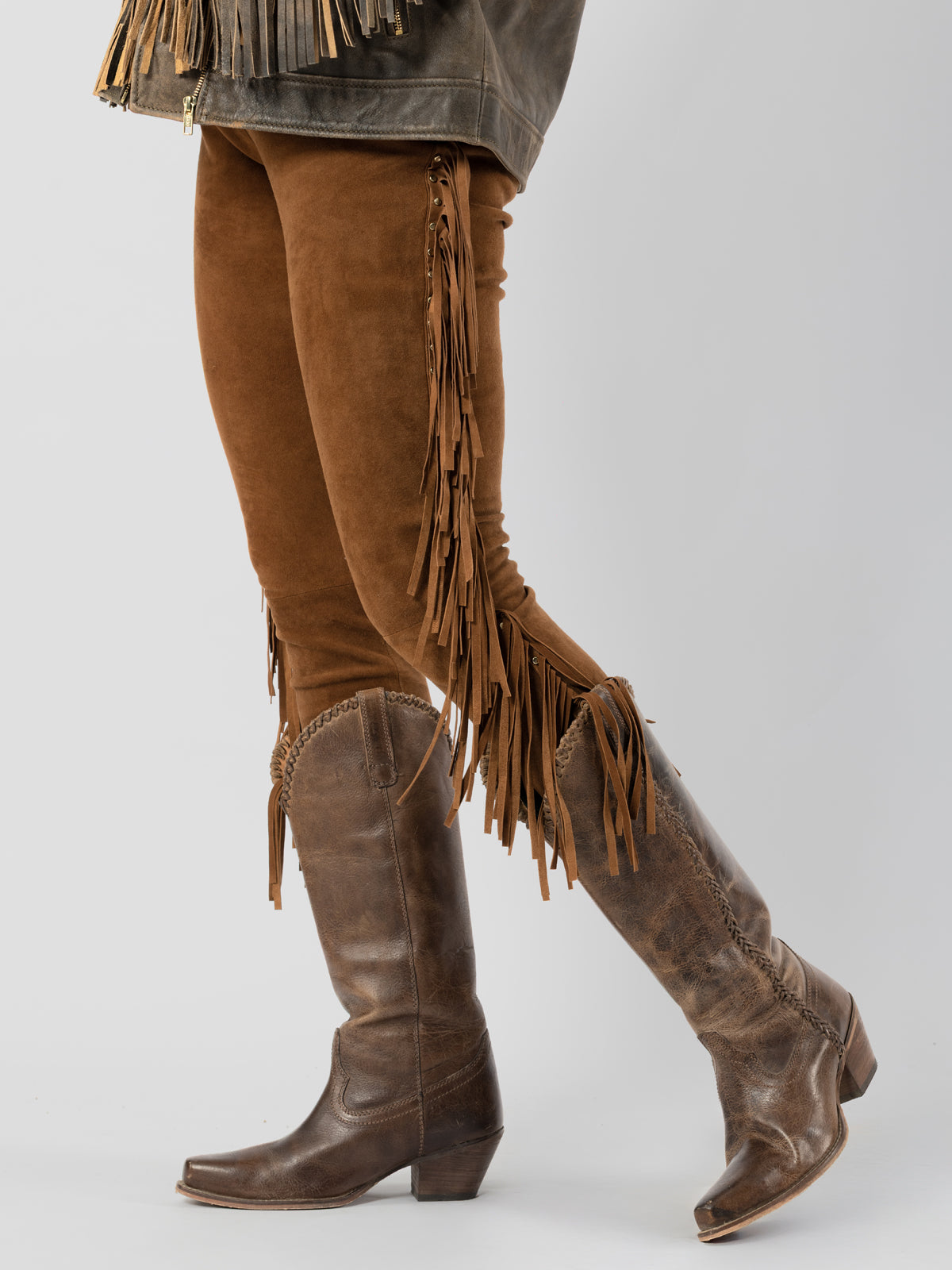DUST-LINE FRINGE SUEDE PANTS