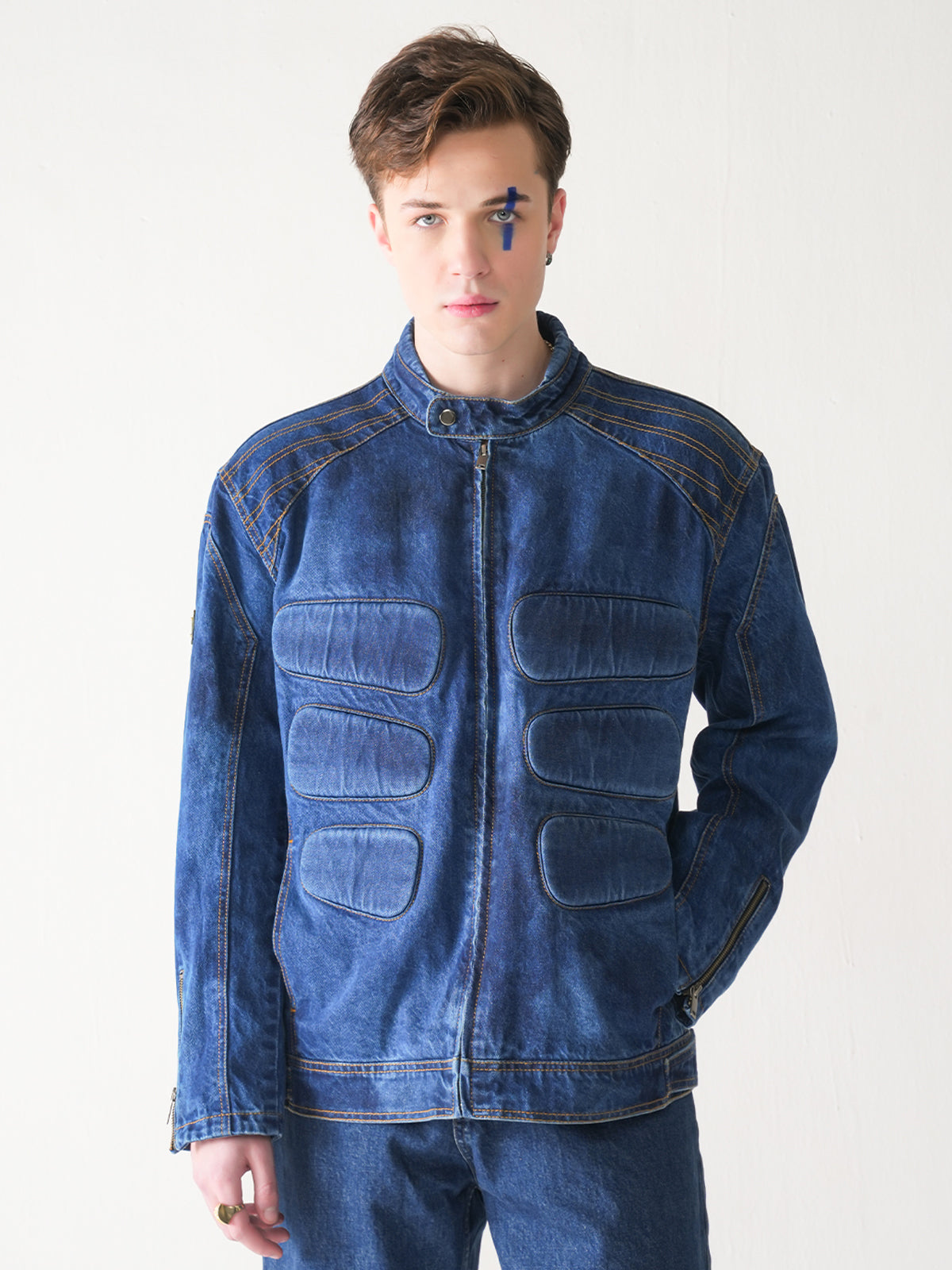 6 PACK DENIM BIKER JACKET