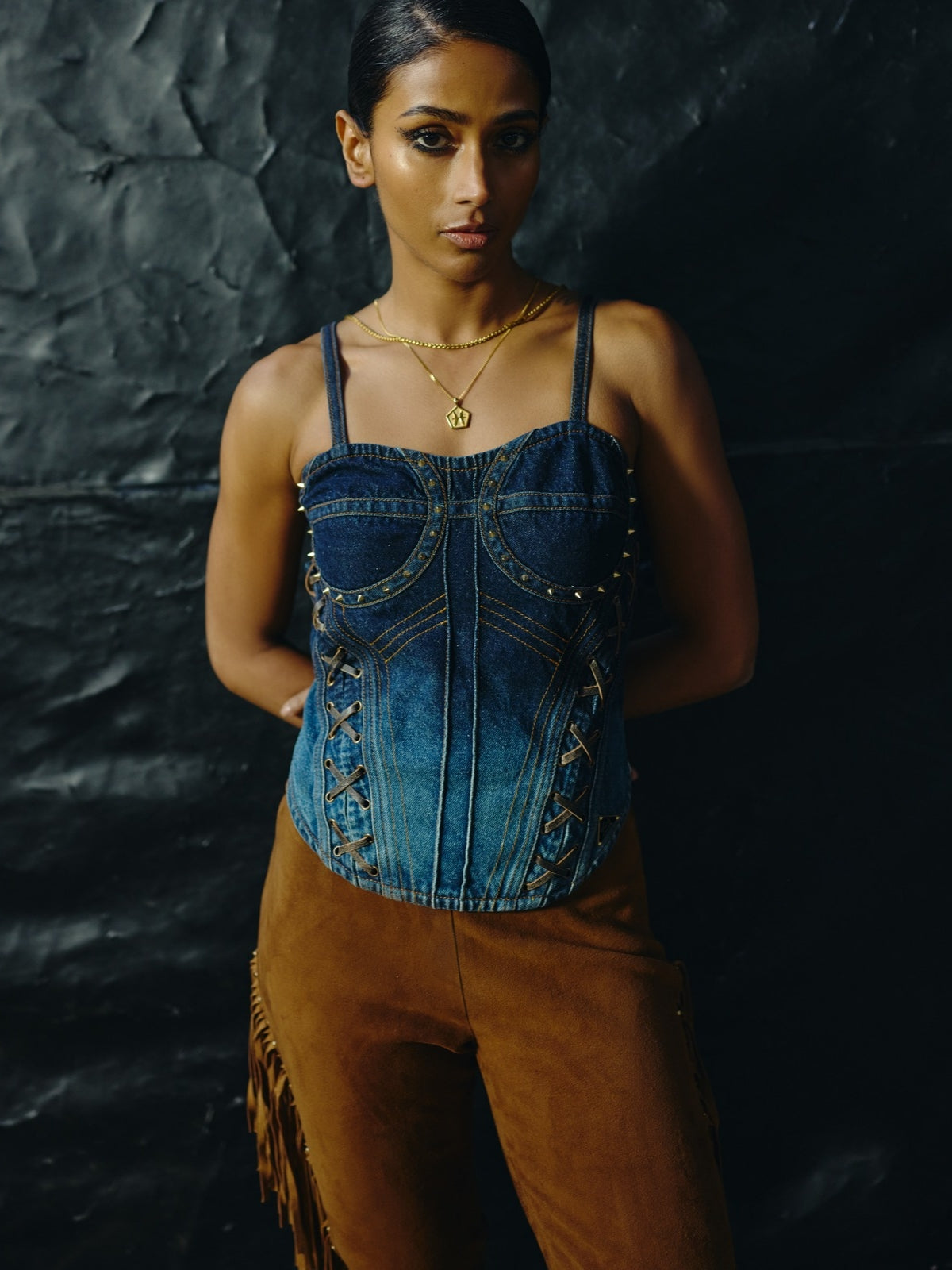 BLUE VEIN DENIM TOP