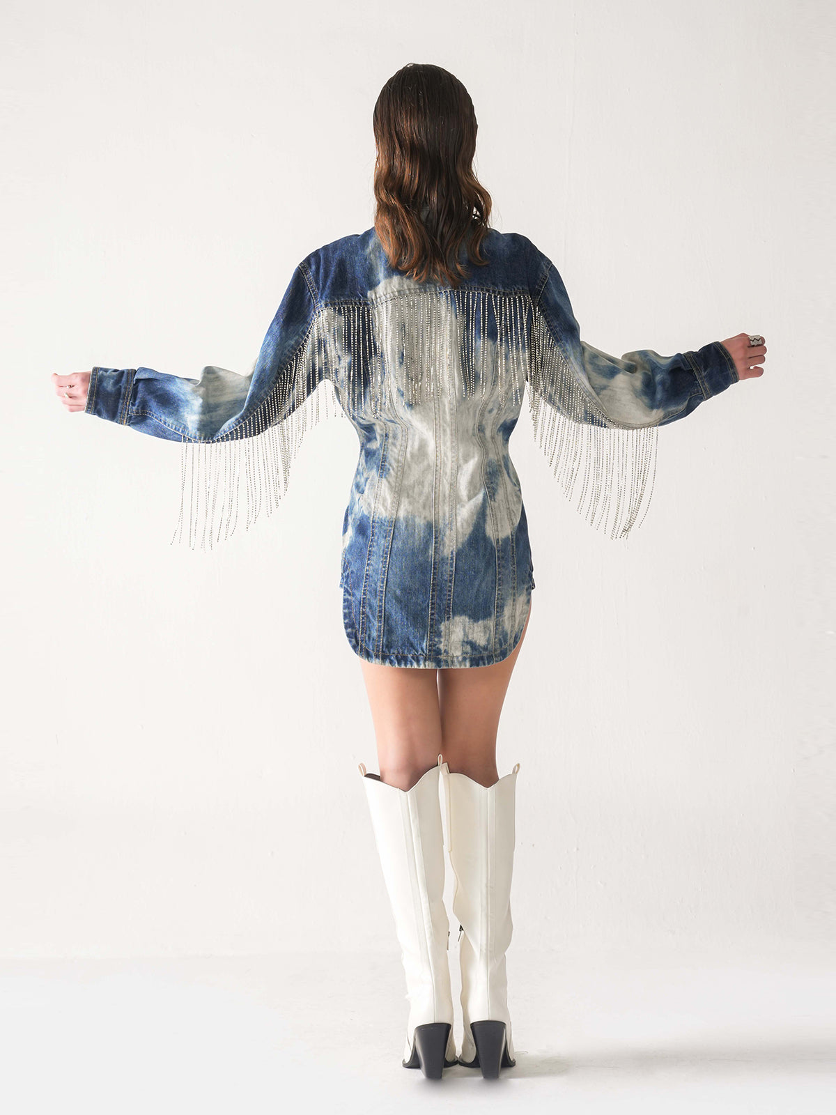 HOWDY HANDE FRINGE DENIM DRESS