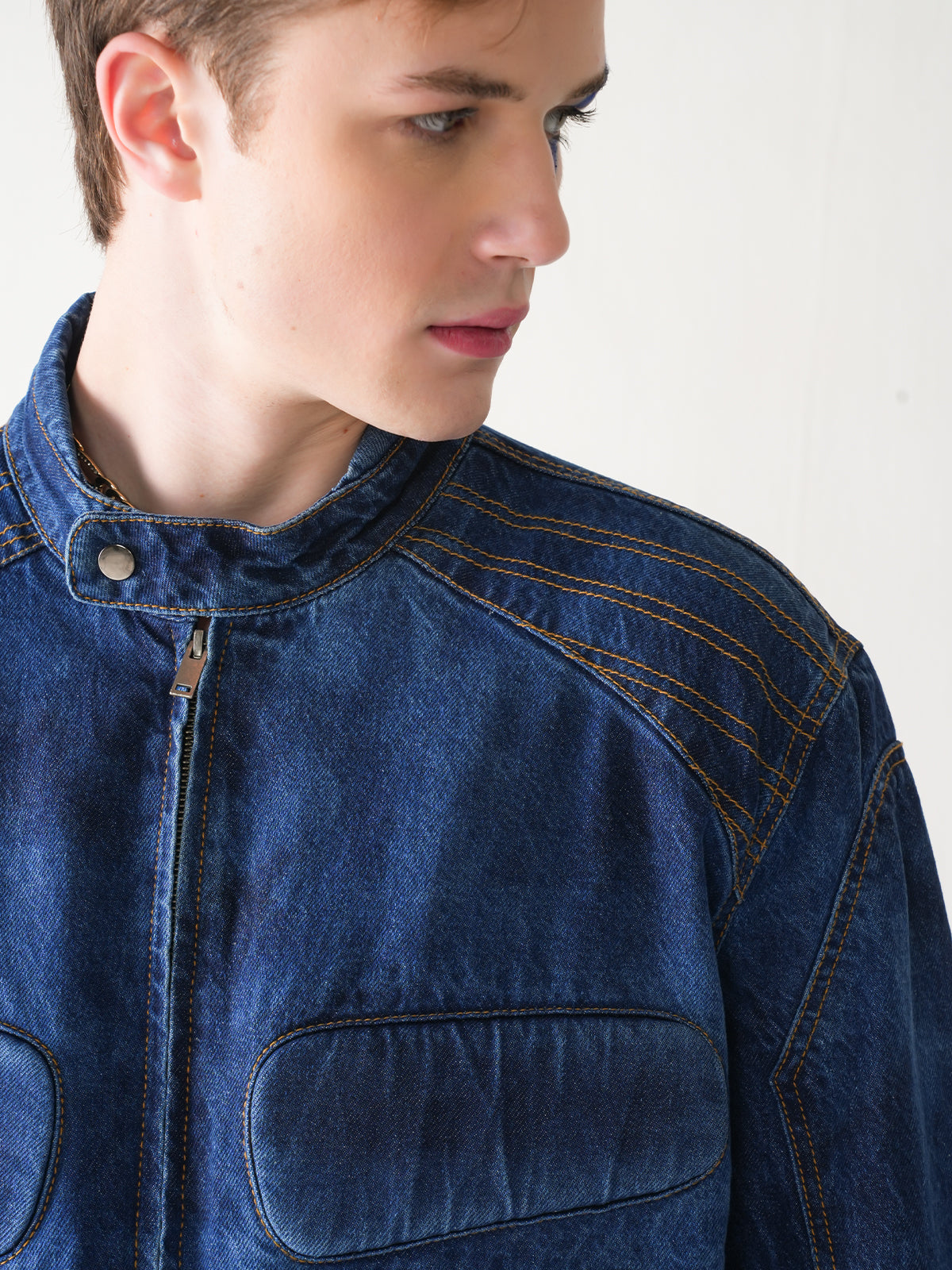 6 PACK DENIM BIKER JACKET