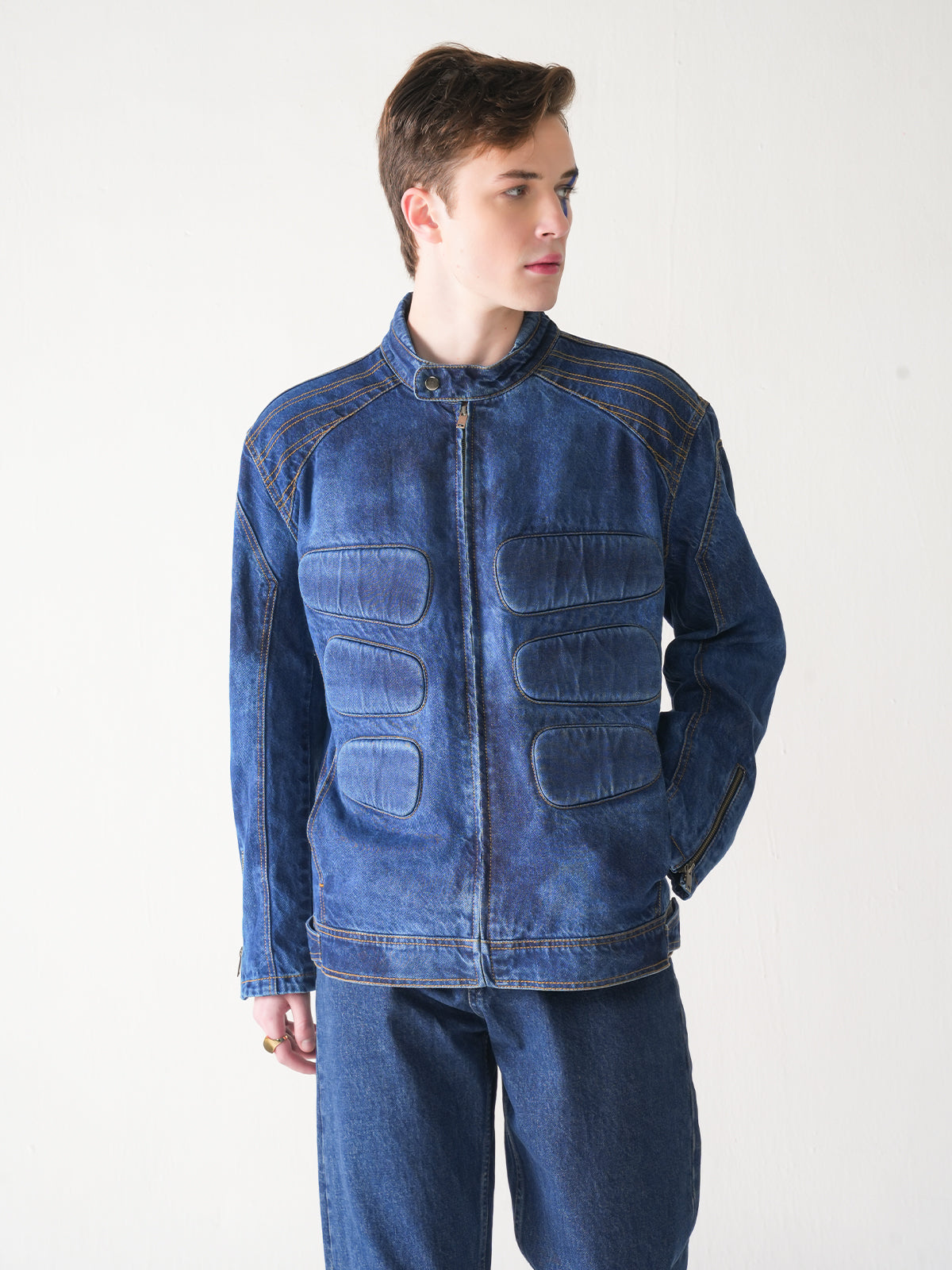 6 PACK DENIM BIKER JACKET